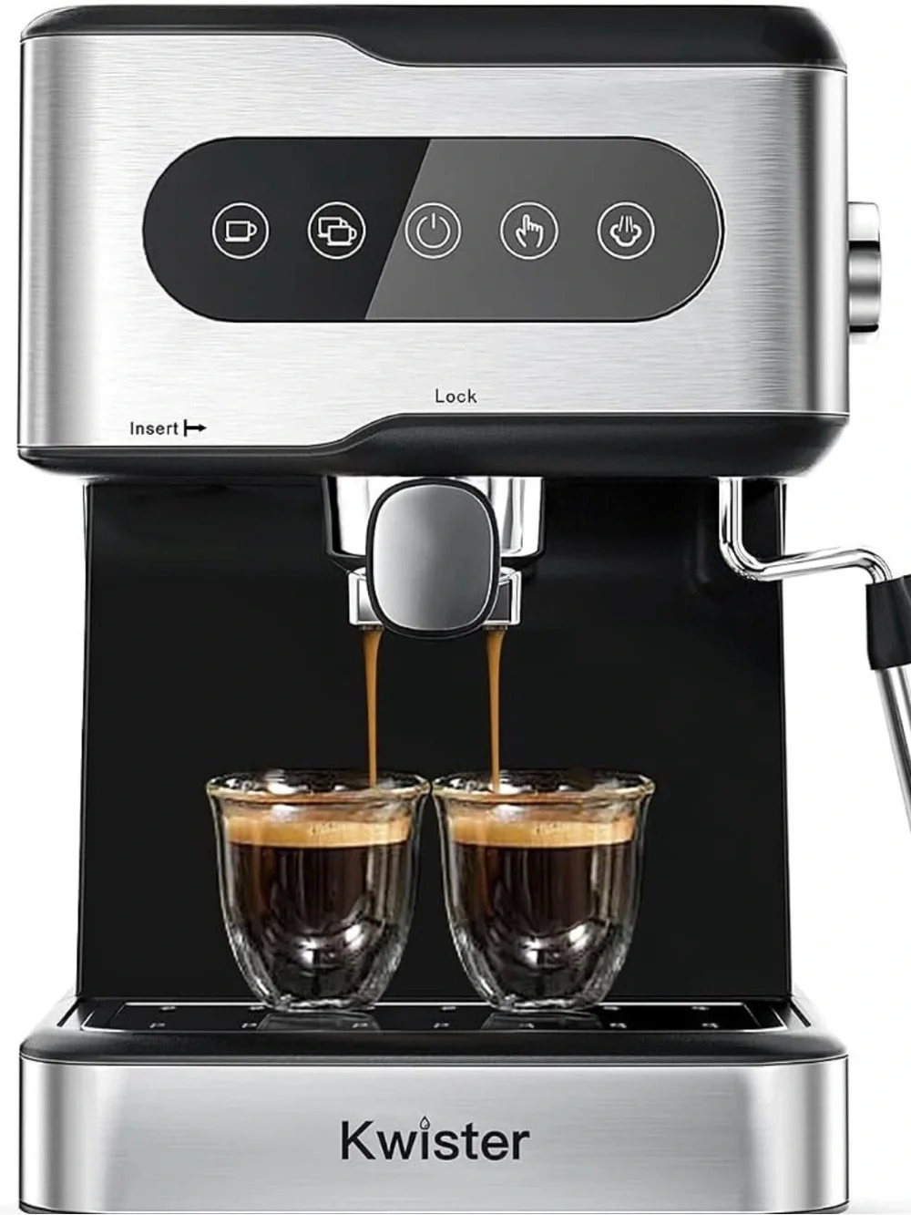 Kwister Stainless Steel Espresso Machine - Black and Silver